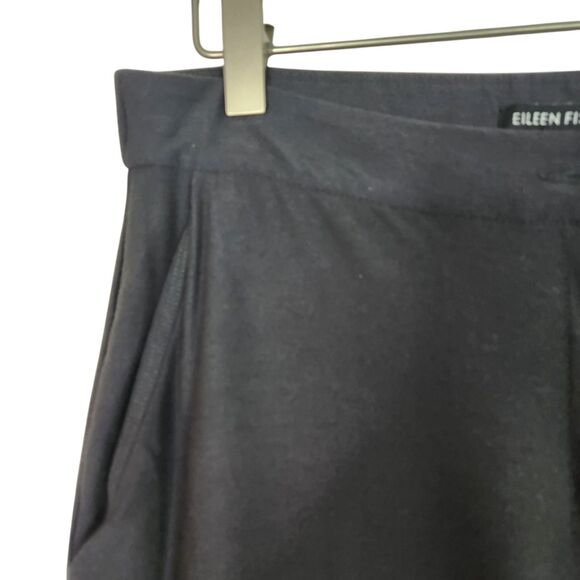 EILEEN FISHER Pants Womens 6 Black Wide Leg Cropped Viscose Pants Relaxed Pocket - Picture 4 of 7